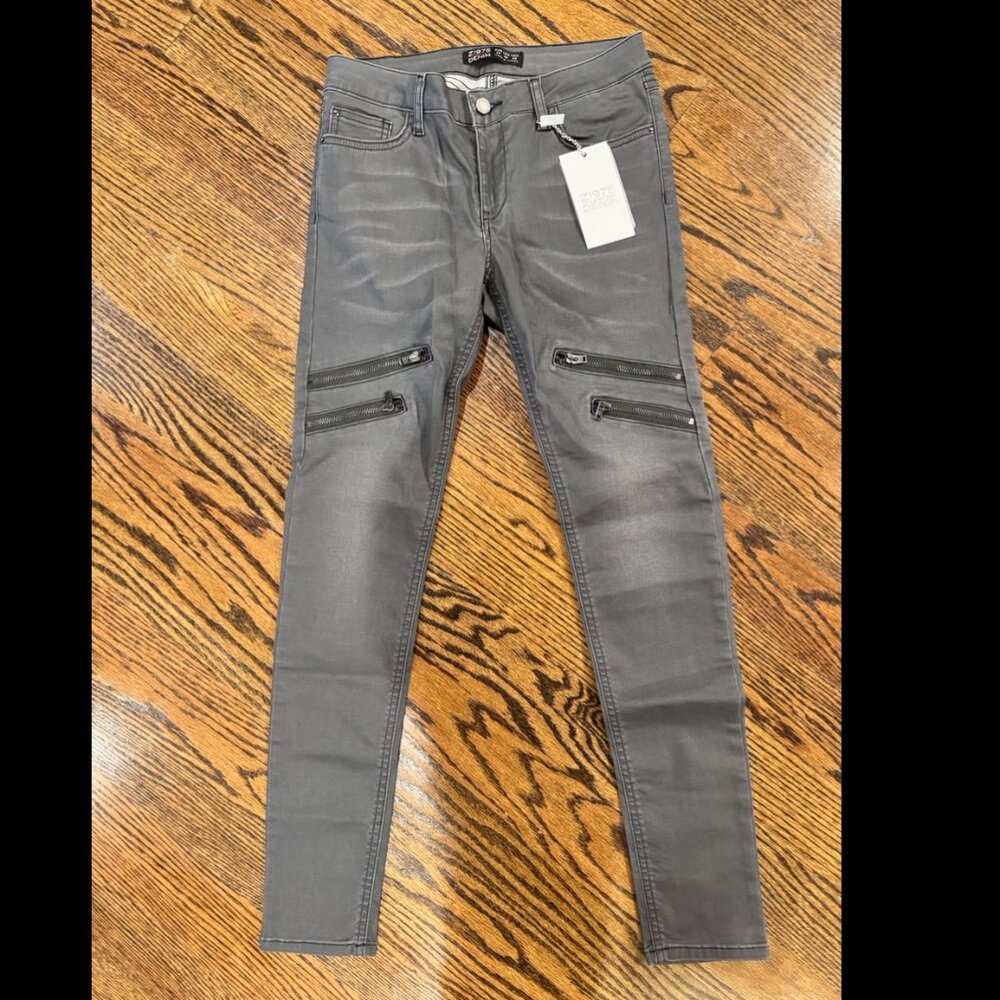 NWT Zara Z195 Denim Grey jeans with zipper detail - Size 38 / 6
